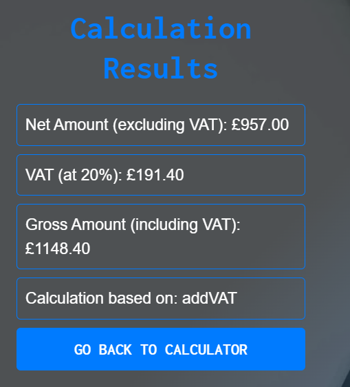 Results VAT Calculator