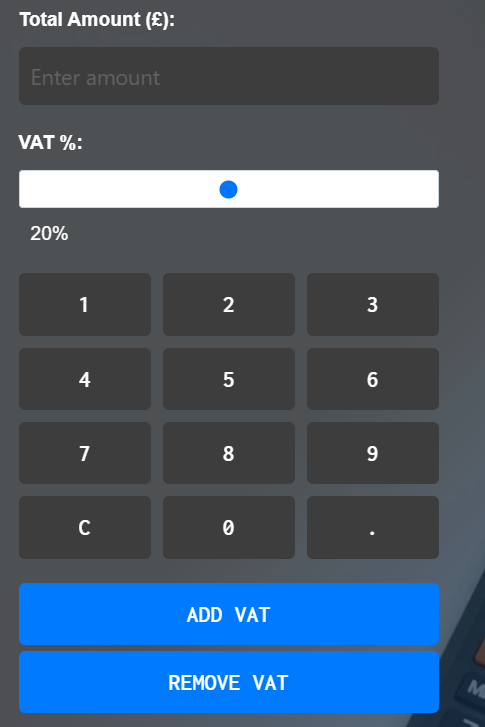 input interface VAT Calculator